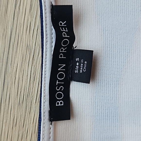 Boston Proper White Navy Brown Animal Stripe Print Bodycon Dress S NWOT - Picture 6 of 7